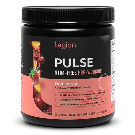 Pulse Natural Pre-Workout Supplement Caffeine-Free naturally sweetened and flavored