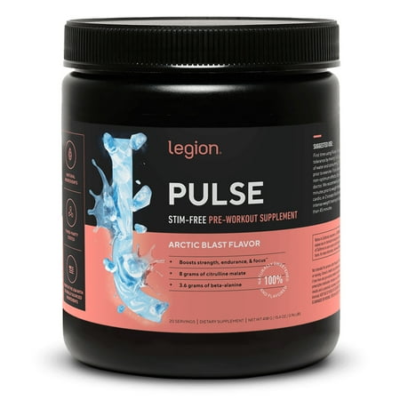 Legion Pulse Pre Workout Powder, Caffeine Free, Arctic Blast, 20 Servings