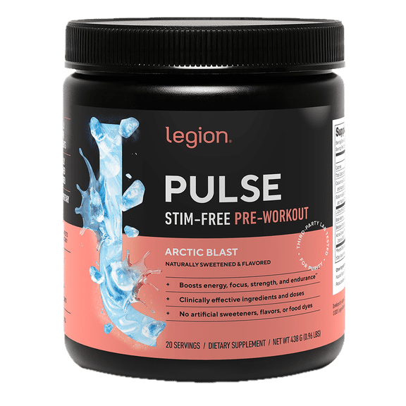 Pulse Natural Pre-Workout Supplement Caffeine-Free naturally sweetened and flavored