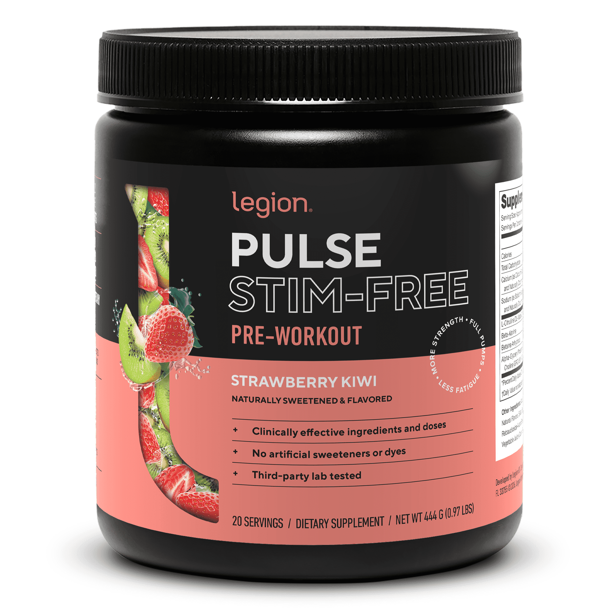 Pulse Natural Pre-Workout Supplement Caffeine-Free naturally sweetened and flavored