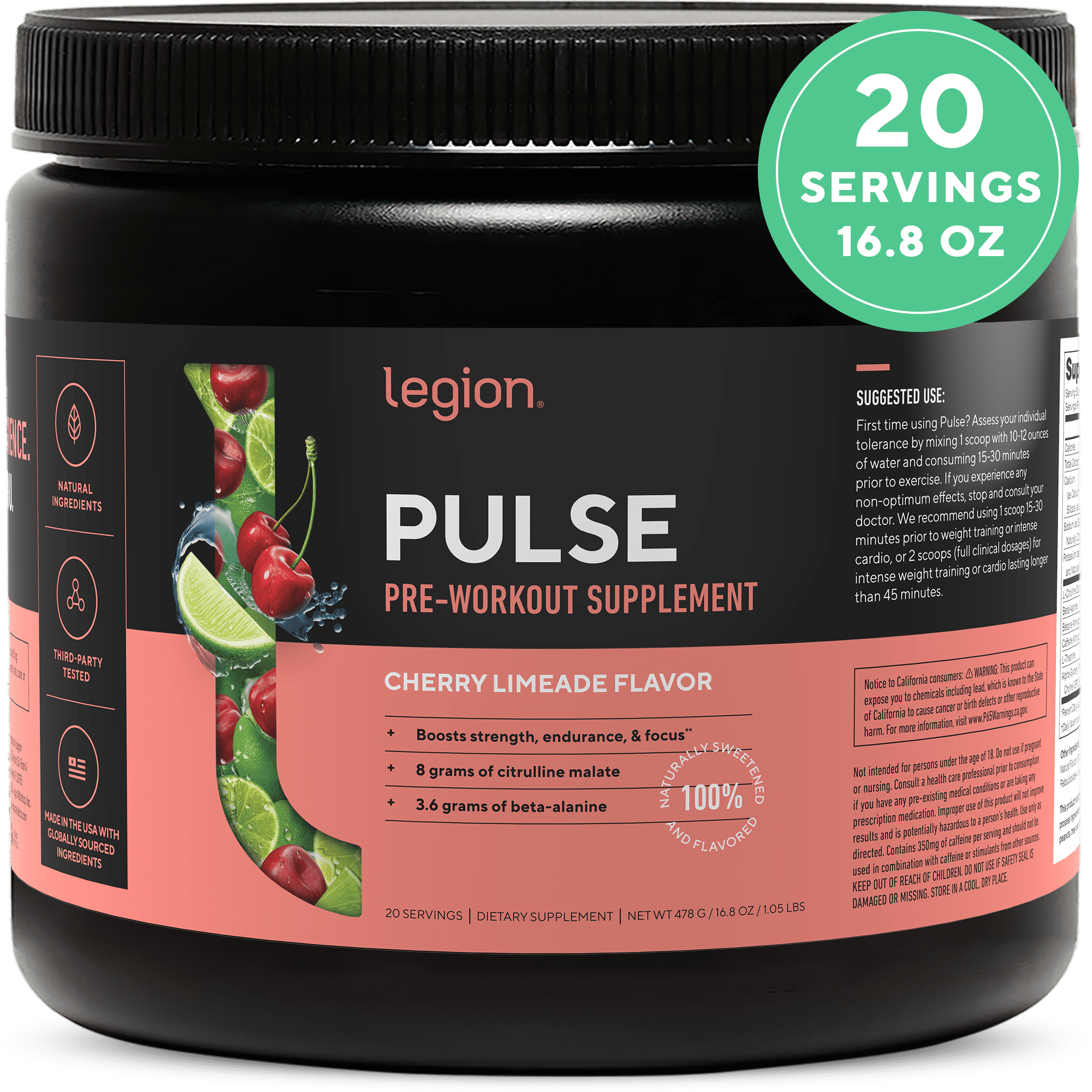 Legion Pulse Pre Workout Best All Natural Caffeinated Drink for Men and Women in Bosnia and Herzegovina at BAM 218 Rating 5