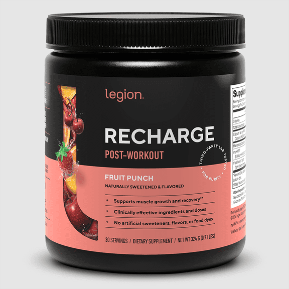 Legion Recharge Post-Workout Creatine, HMB & Tart Cherry Powder, Fruit Punch, 30 Servings