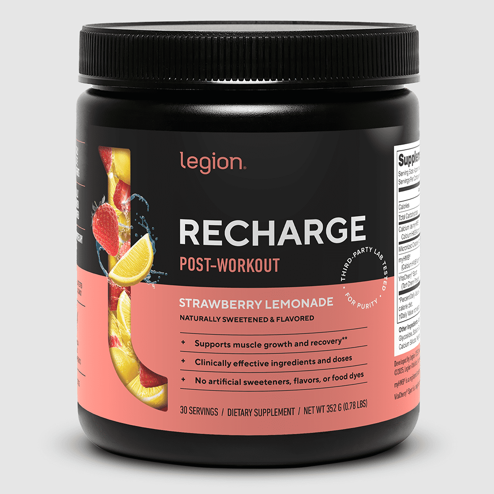 Legion Recharge Post-Workout Creatine, HMB & Tart Cherry Powder, Strawberry Lemonade, 30 Servings