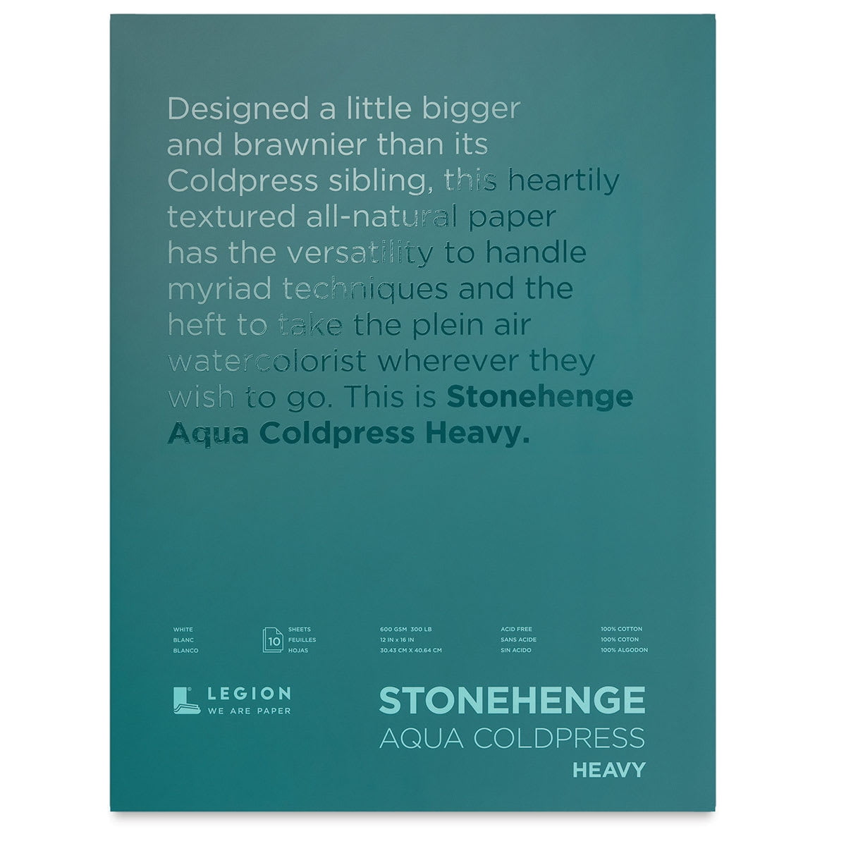 Legion Stonehenge Aqua Watercolor Block - Cold Press, 12" x 16", 300 lb, 10 sheets