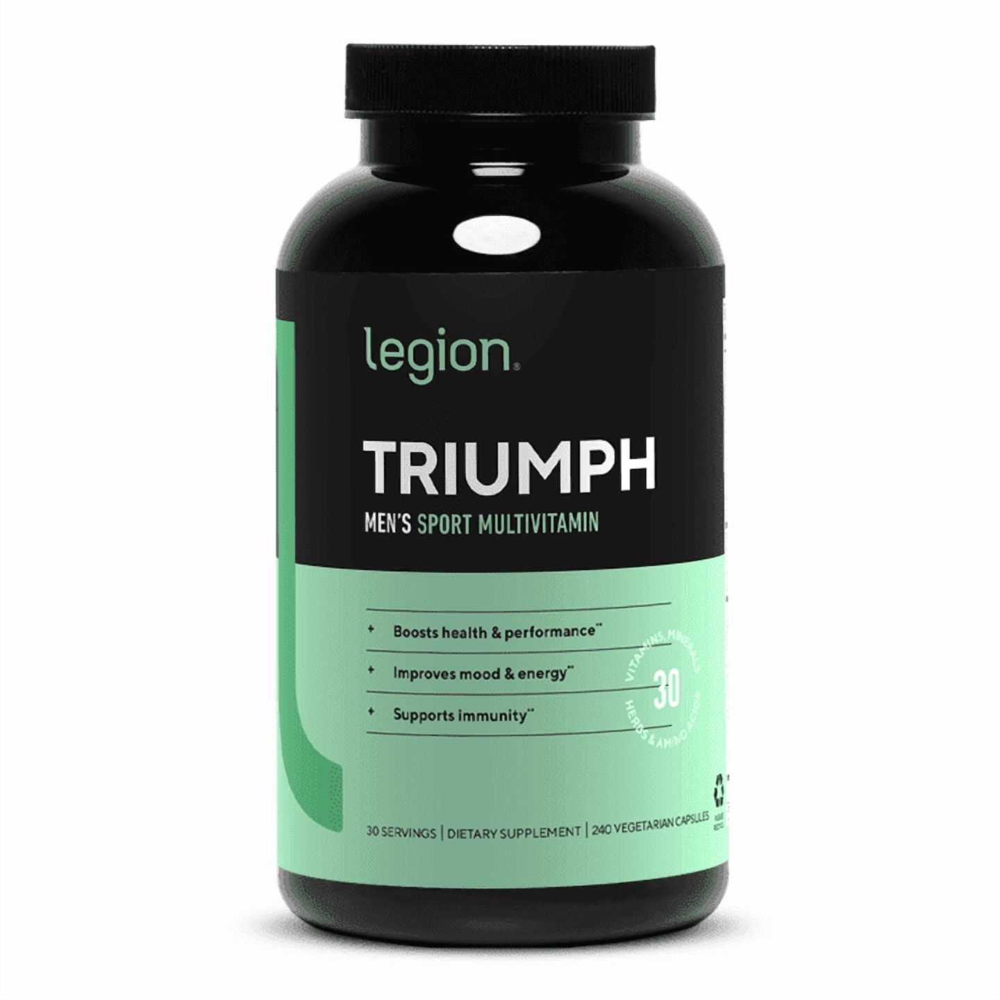 Legion Athletics Triumph Men&amp;rsquo;s Daily Sport Multivitamin Supplement, 240 Vegetarian Capsules, 30 Servings, 20 Vitamins &amp; Minerals
