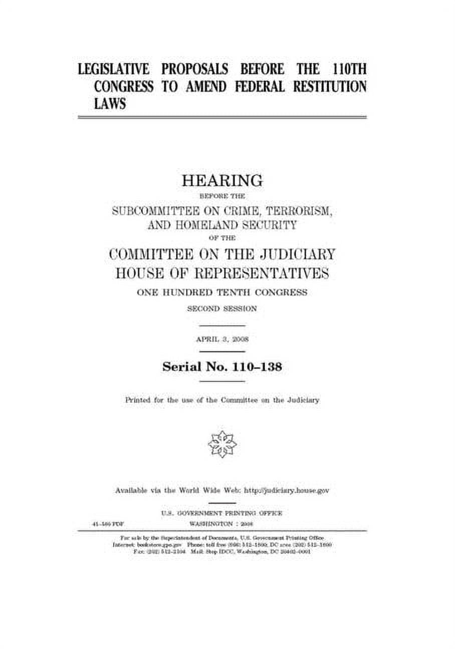 Legislative proposals before the 110th Congress to amend federal