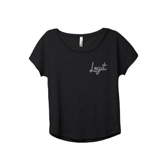Legit Cursive Women's Fashion Slouchy Dolman T-Shirt Tee Heather Black Medium