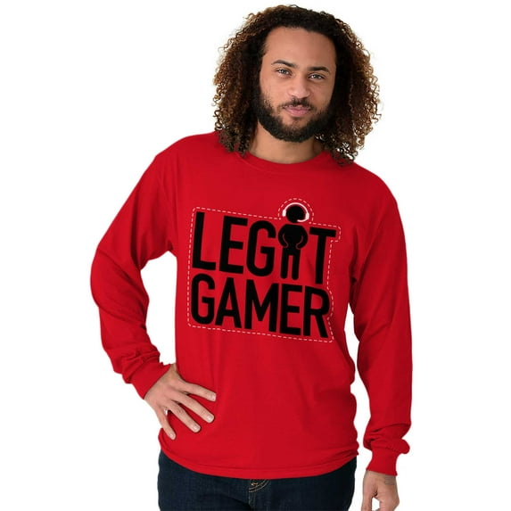 Legit Gamer Video Games Nerdy Geeky Men's Big & Tall Long Sleeve Graphic Tee Brisco Brands 3X