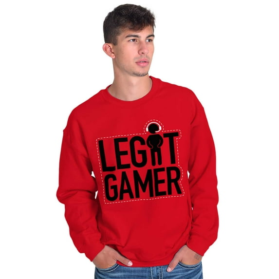 Legit Gamer Video Games Nerdy Geeky Men's Crewneck Sweatshirt Brisco Brands M