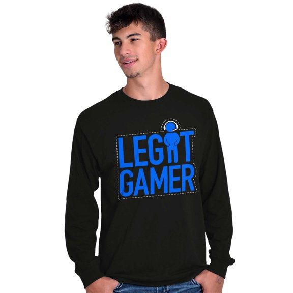 Legit Gamer Video Games Nerdy Geeky Men's Long Sleeve Tee T Shirt Brisco Brands M