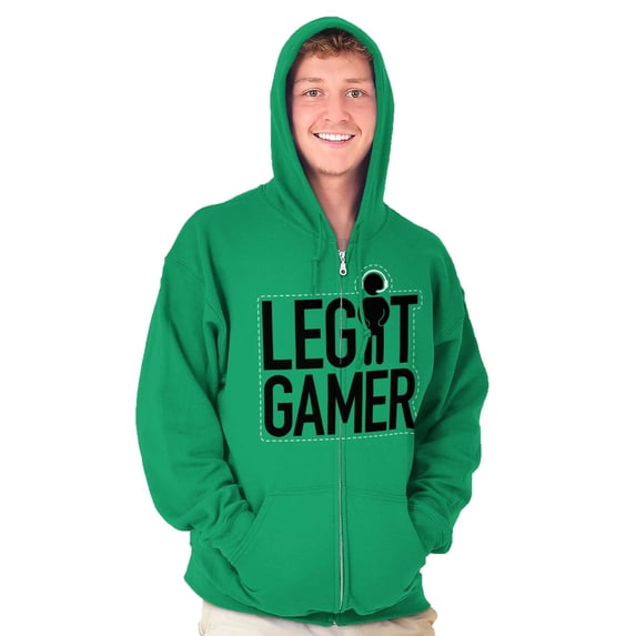 Legit Gamer Video Games Nerdy Geeky Zip Hoodie Sweatshirt Men Brisco Brands X