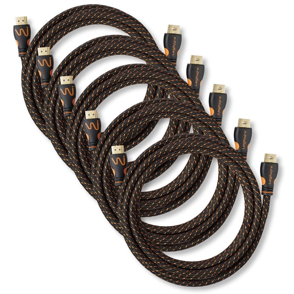 LegitWire 10 ft 4K High Speed HDMI Cables, 5 Pack - 18Gbps HDMI 2.0 (4K @ 60hz HDR UHD 4:4:4 Chroma) - Ethernet - Locking Head - Deep Color Ultra HD with ARC, 3D, HDCP 2.2, 28AWG, Gold Plated