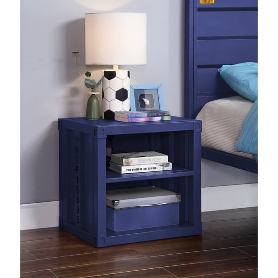 Legless Blue Nightstand | Sturdy Metal Build and USB Charging Function | Stable and Compact for Any Room