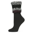 thumbnail image 1 of Legmogue Women's Bellevue Furry Striped Cuff Ribbed Plush Crew Socks - Womens - Female, 9-11, Black, 1 of 6