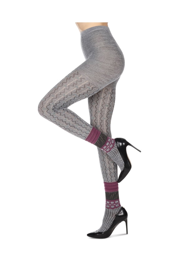 Women's Designernate Cotton Blend Multi-Pattern Sweater Tights - Womens - Female (Small/Medium, Black)