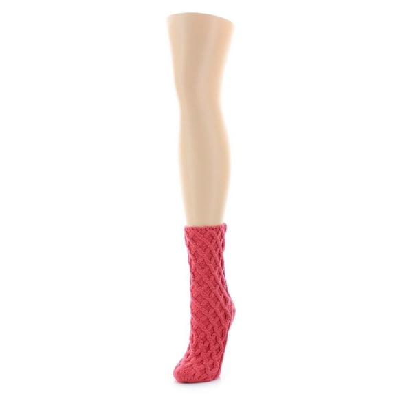 Legmogue Women's Diamond Cross Chunky Knit Boot Sock - Womens - Female, One Size, Coral