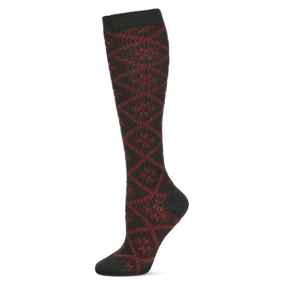 Legmogue Women's Open Crochet Diamond Pattern Chunky Knee High Sock - Womens - Female, One Size, Black