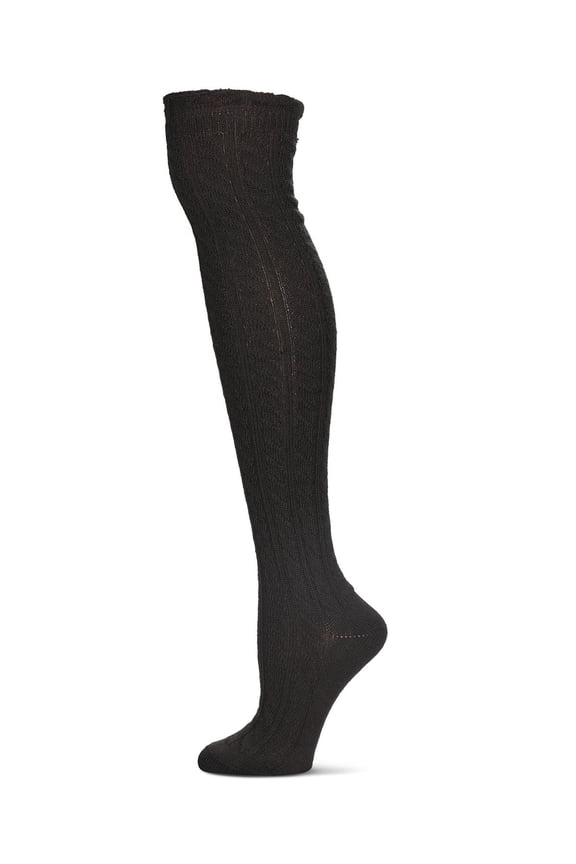 Women's Twister Cable Knit Over The Knee Warm Knit Sock - Womens - Female, One Size, Black
