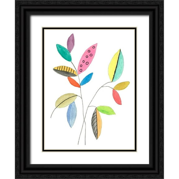 Legner, Gayle Martin 19x24 Black Ornate Wood Framed with Double Matting Museum Art Print Titled - Color Pop Leaves III