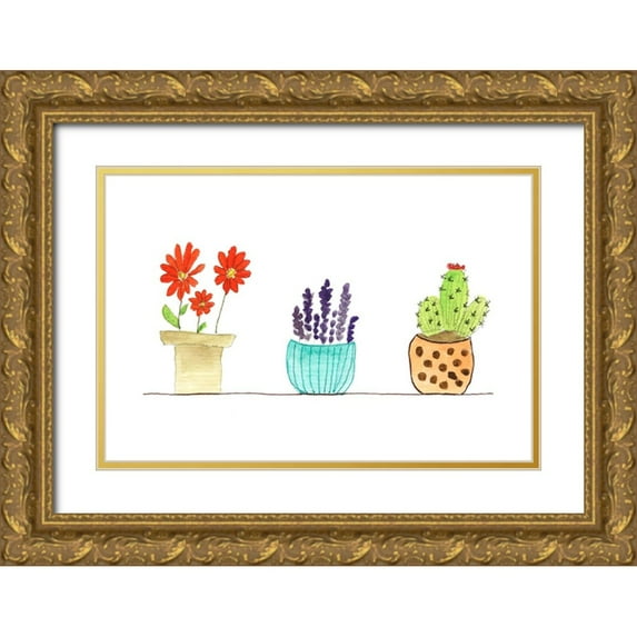 Legner, Gayle Martin 24x17 Gold Ornate Wood Framed with Double Matting Museum Art Print Titled - Botanical Lineup I