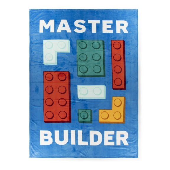 LEGO Master Builder Kids Blue Silk Touch Throw Blanket 62" x 90" Ultra-Soft and Cozy