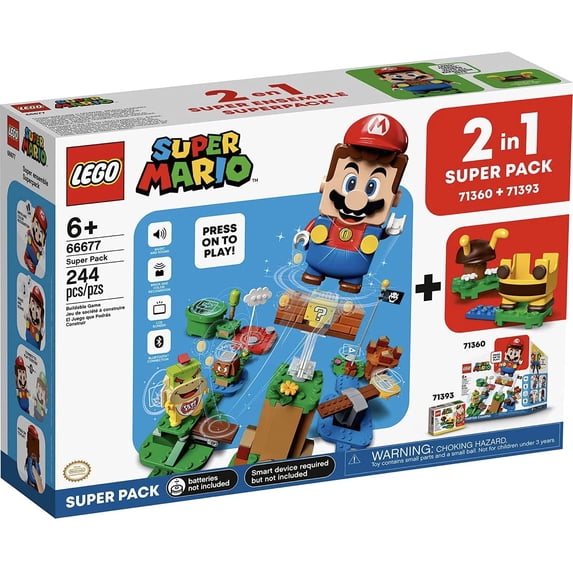 LEGO 66677 Super Mario 2 in 1 Super Pack Building Kit with 244-pieces for kids 6+