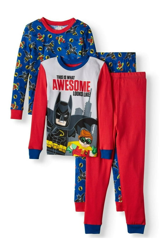 Lego Batman 4 PC Long Sleeve Tight Fit Cotton Pajama Set Boy Size 6