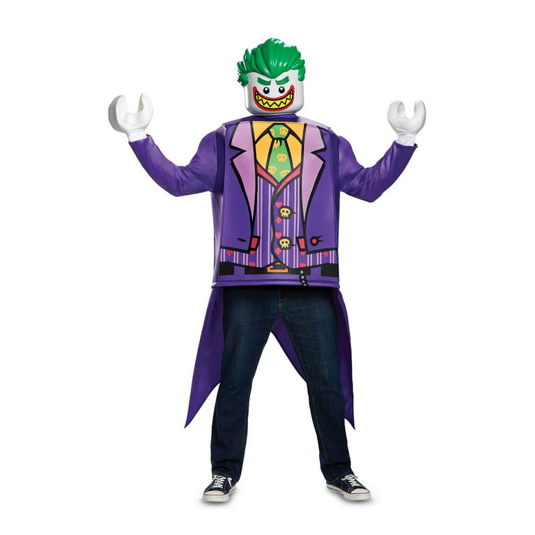 mekanisme assistent anmodning Lego Batman Joker Men's Adult Halloween Costume, One Size, (42-46) -  Walmart.com