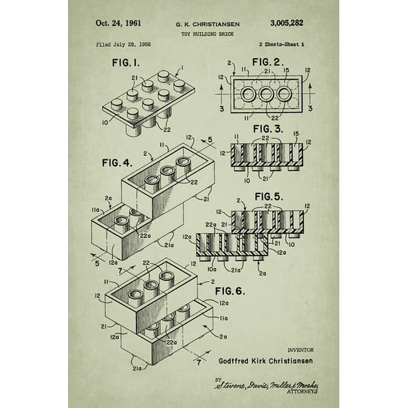Lego Blocks Toy Patent Art Print
