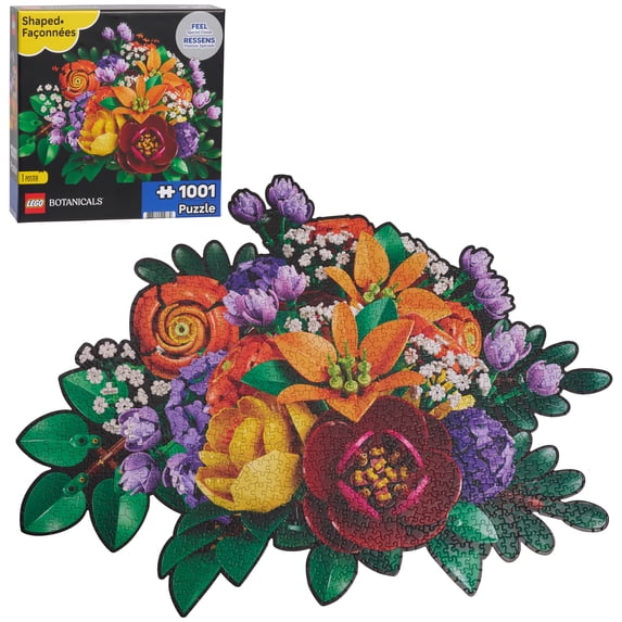 LEGO® Botanicals Purple Flower Arrangement Puzzle (1001 Pieces), Die-Cut Jigsaw Puzzle with Poster