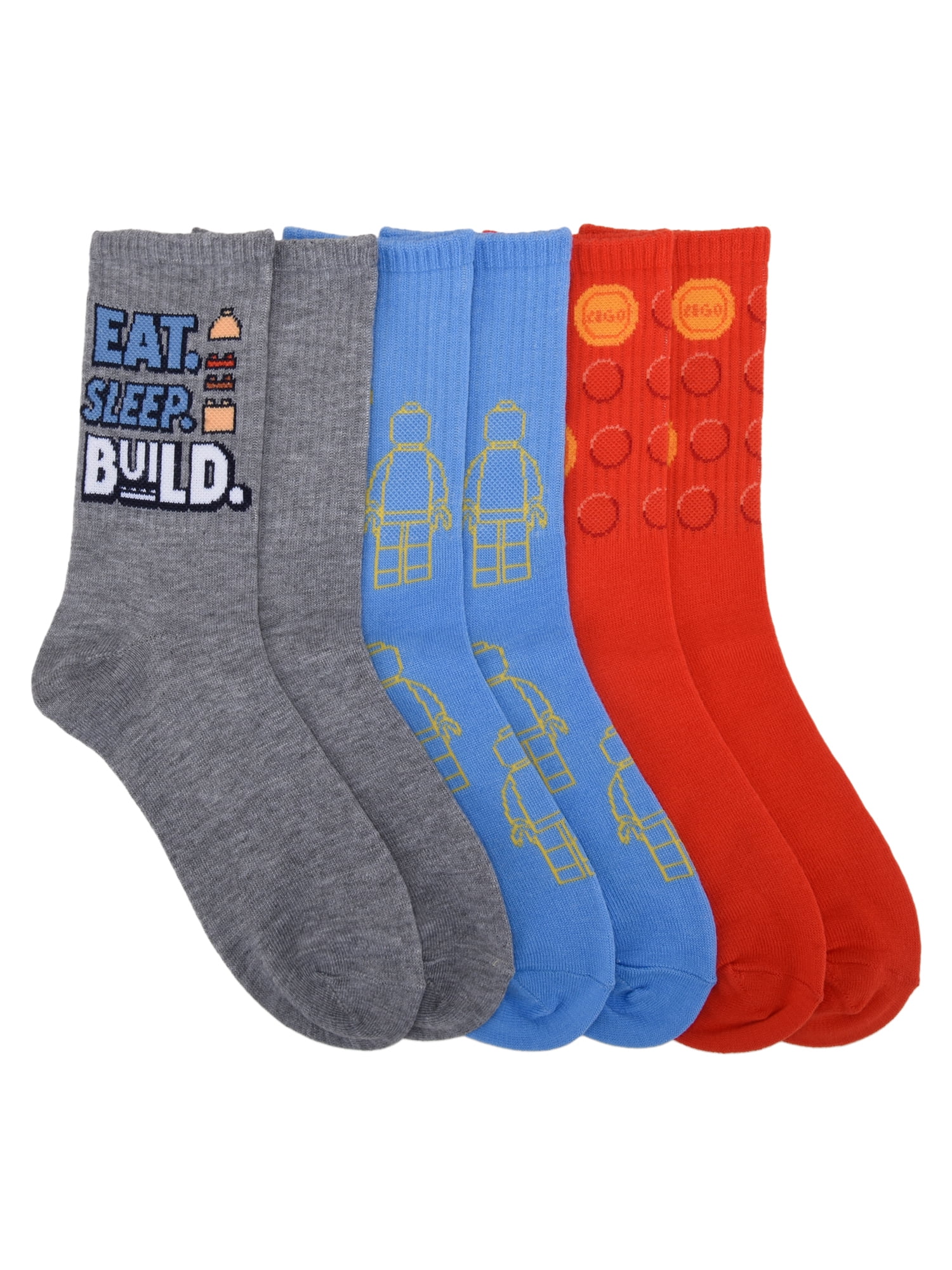 Lego Boys Crew Socks, 3-pack, Sizes S
