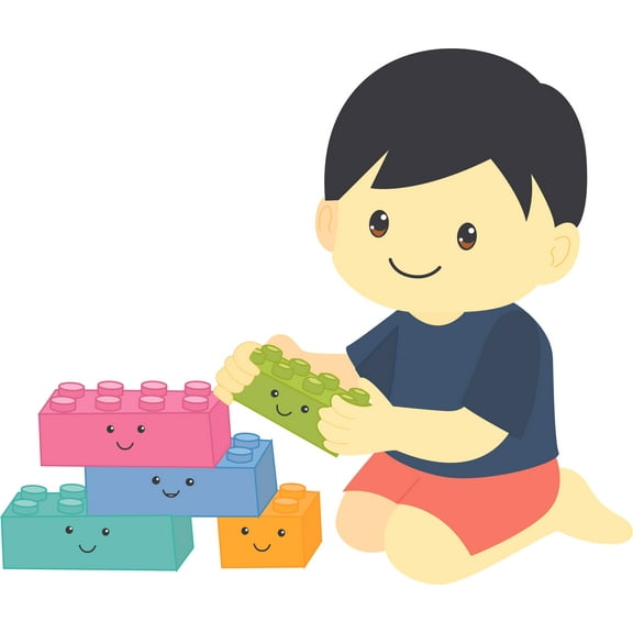 Lego Bricks Playing Builds Boy Toys Decors Wall Sticker Art Design Decal for Girls Boys Kids Room Bedroom Nursery Kindergarten House Fun Home Decor Stickers Wall Art Vinyl Decoration (17x30 inch)