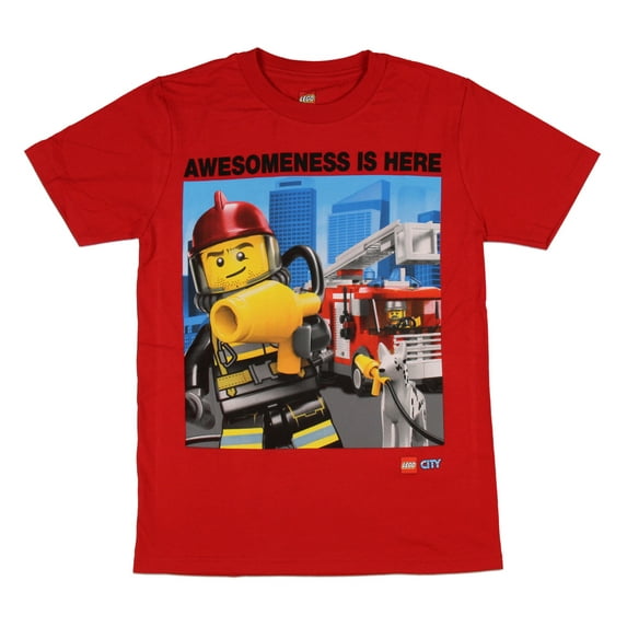 Lego City Boy's Awesomeness Is Here Fire Rescue T-Shirt