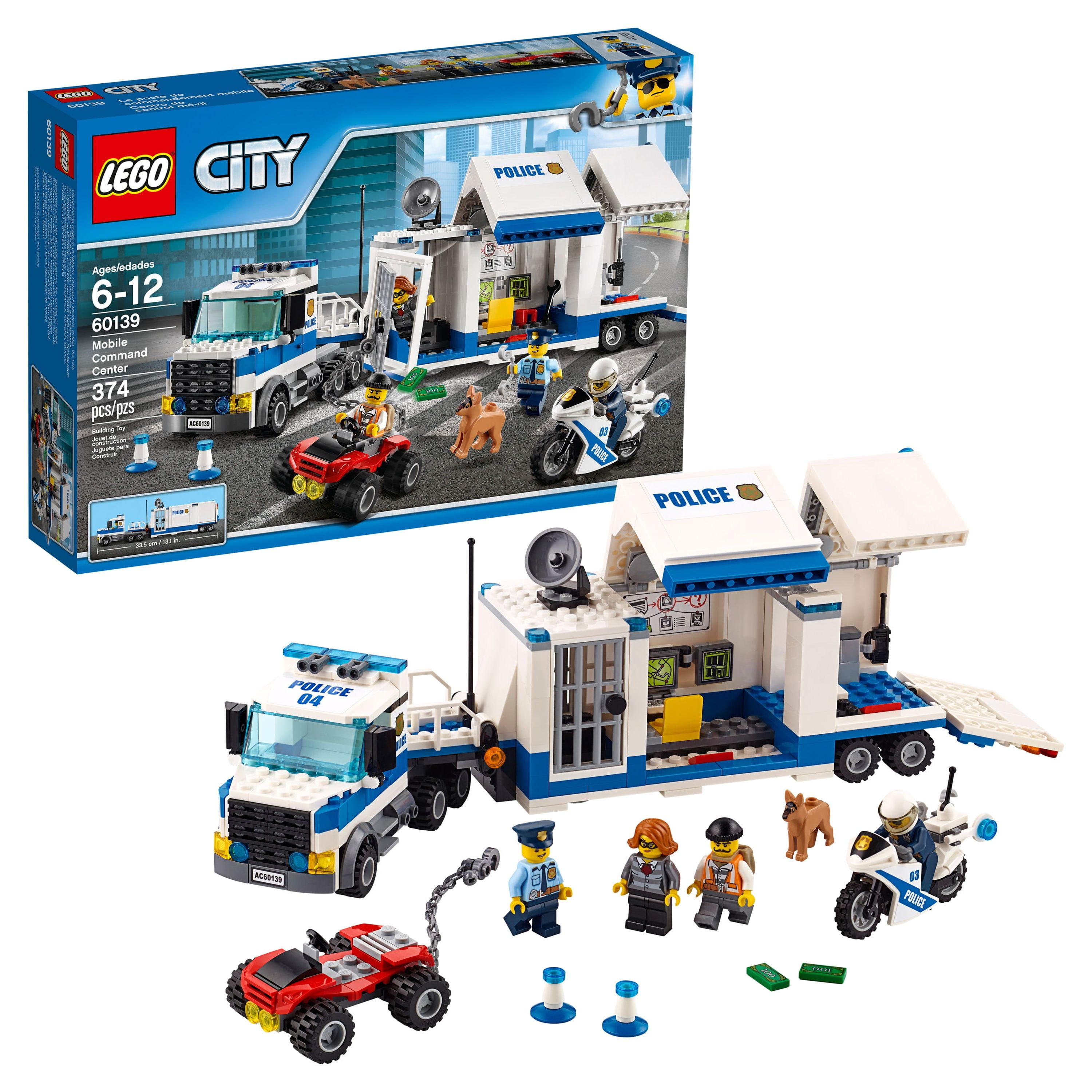 Lego City Police Mobile Command Center Truck 60139 Building Toy Action Cop Motorbike and ATV Play Set for Boys and Girls Aged 6 to 12 374 Pieces