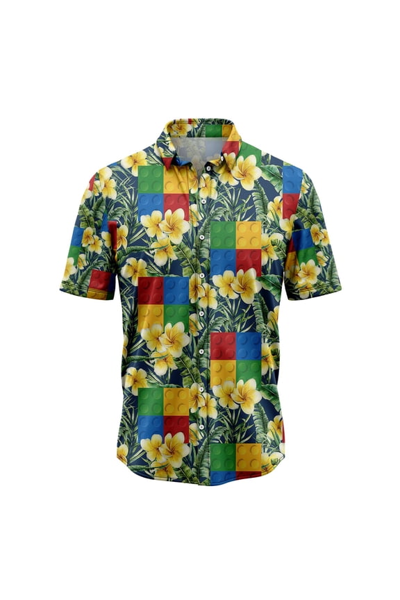 Lego Frangipani Aloha Hawaiian Shirt