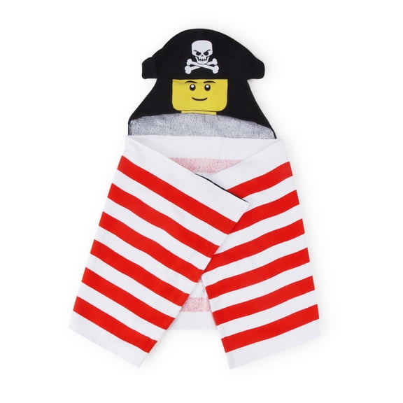 LEGO® Pirate Kids Hooded Towel, Cotton, White and Red, LEGO®, 22" x 51"