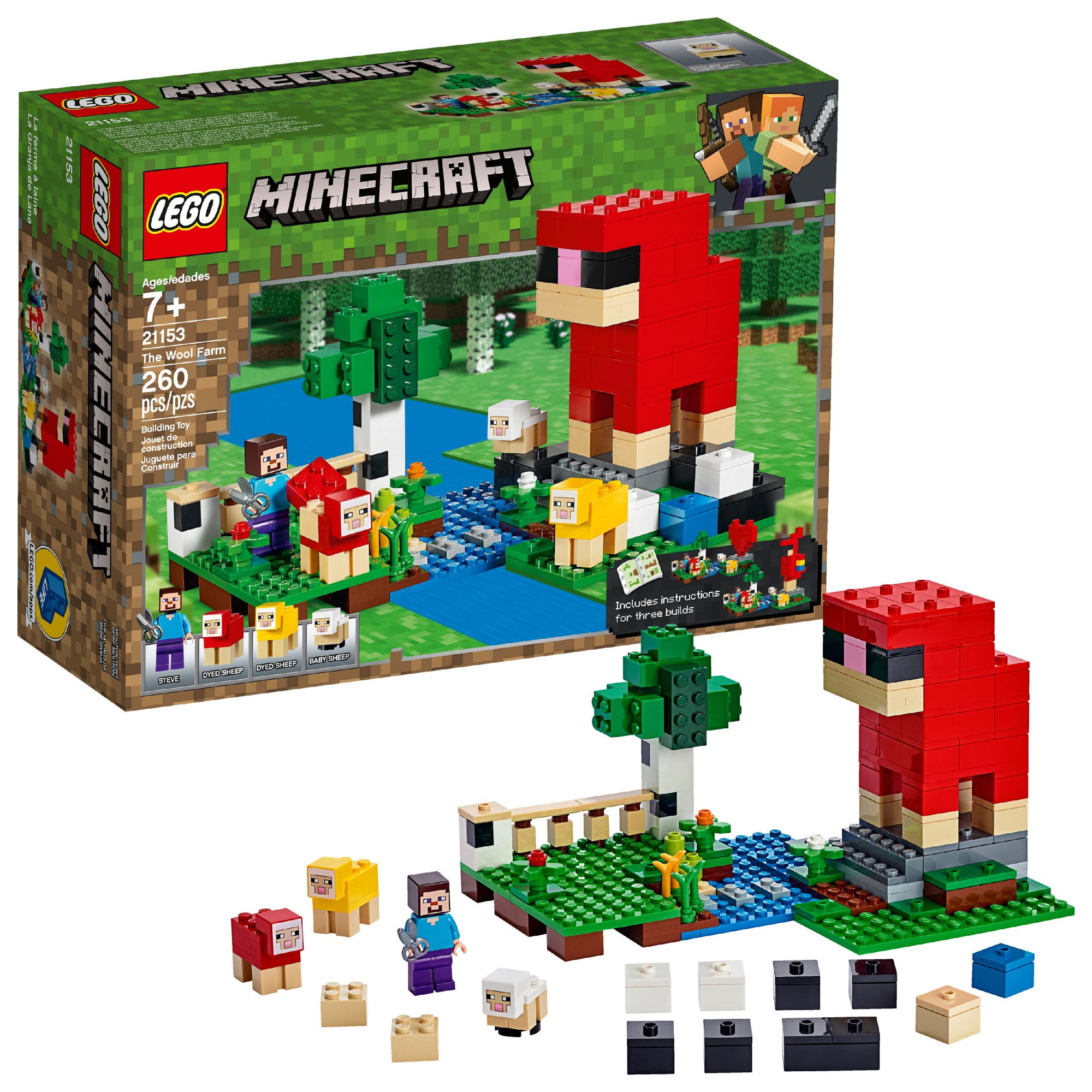 Lego Minecraft The Wool Farm Sheep and Farm Building Set 21153, 260 Pieces