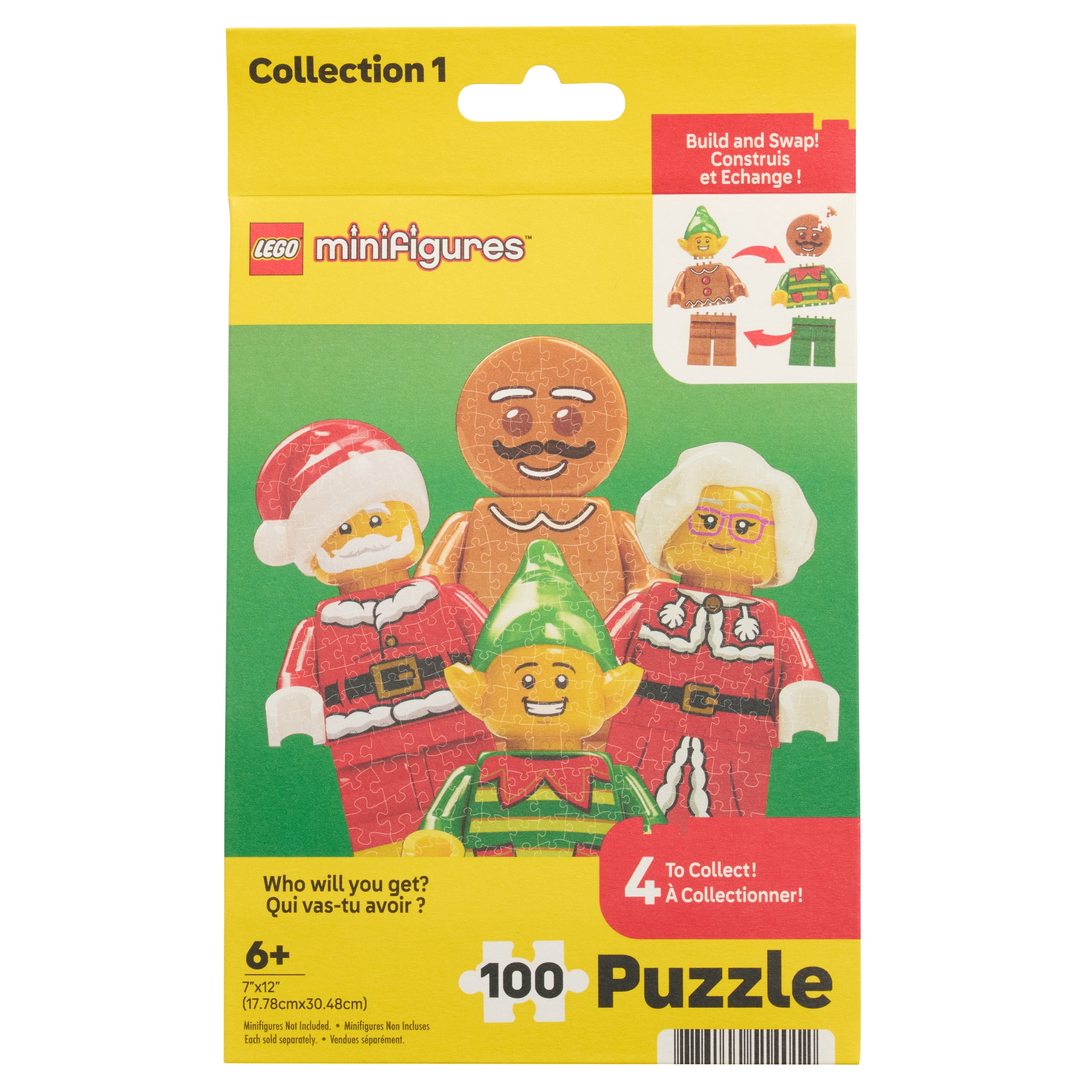 LEGO® Minifigures Christmas Blind Puzzle, 100 Pieces, 1 Puzzle per Package, 4 to Collect, Ages 6+