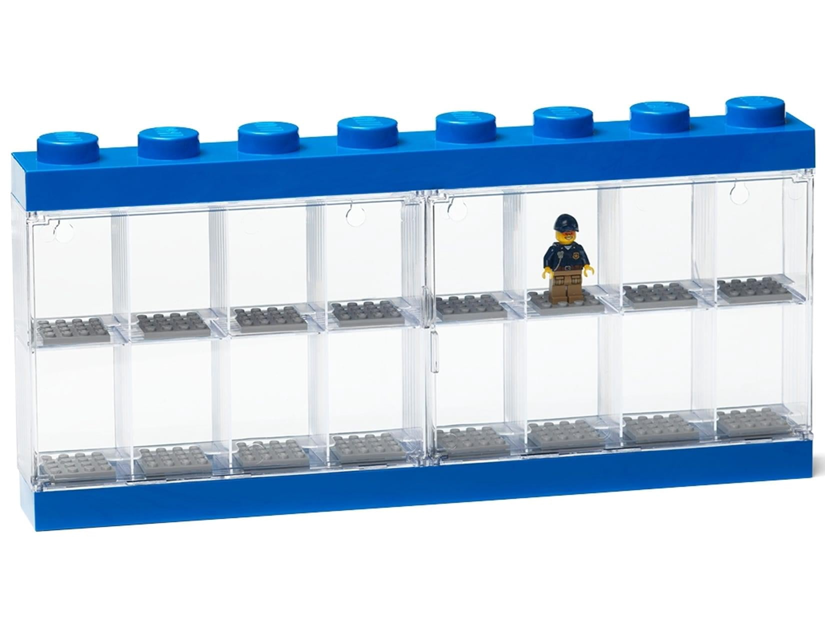 LEGO Minifigure Stackable Display Case with 16 Knobs, in Blue