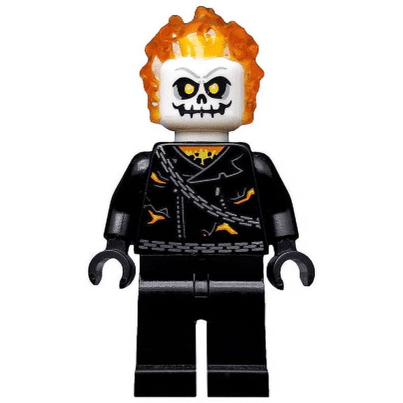 Lego Minifigure New Ghost Rider, Johnathon 'Johnny' Blaze - White Head, Chain Belt