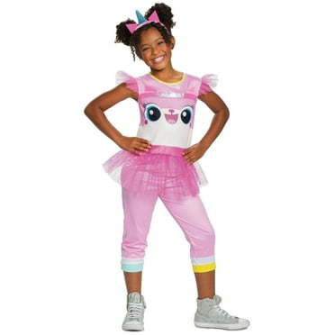 Lego Movie 2 Toddler & Girls Unikitty Pink Glitter Jumpsuit Costume L 10-12