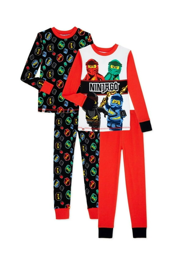 Ninjago 4 PC Long Sleeve Tight Fit Cotton Pajama Set Boy Size 6