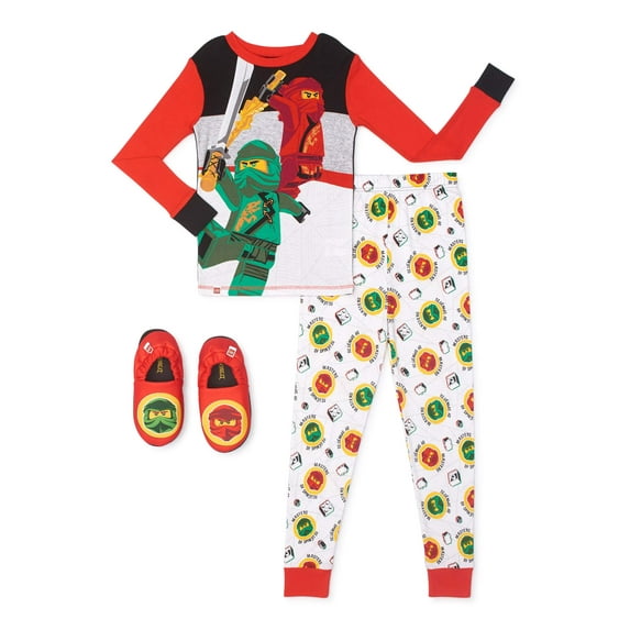 Lego Ninjago Boys 2-Piece Pajama Set with Slipper Sizes 4-10