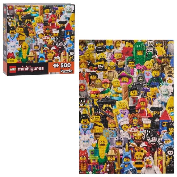 LEGO® Minifigures Collage Puzzle (500 Pieces), Family Jigsaw Puzzle with Poster, LEGO® Fan Gift for Kids and Adults, Ages 8+