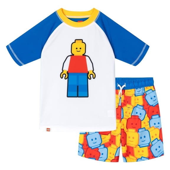 Lego Raglan Rash Guard and Swim Trunks UPF 50  Outfit Set Toddler