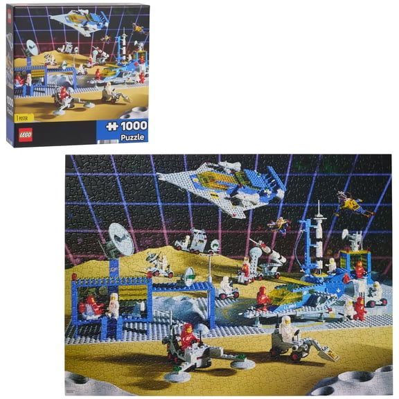 LEGO Retro Space Explorer Puzzle, 1000 Pieces, 26.75 x 19.75 inches, LEGO Outer Space Scene, Collectible Puzzle, Ages 8+