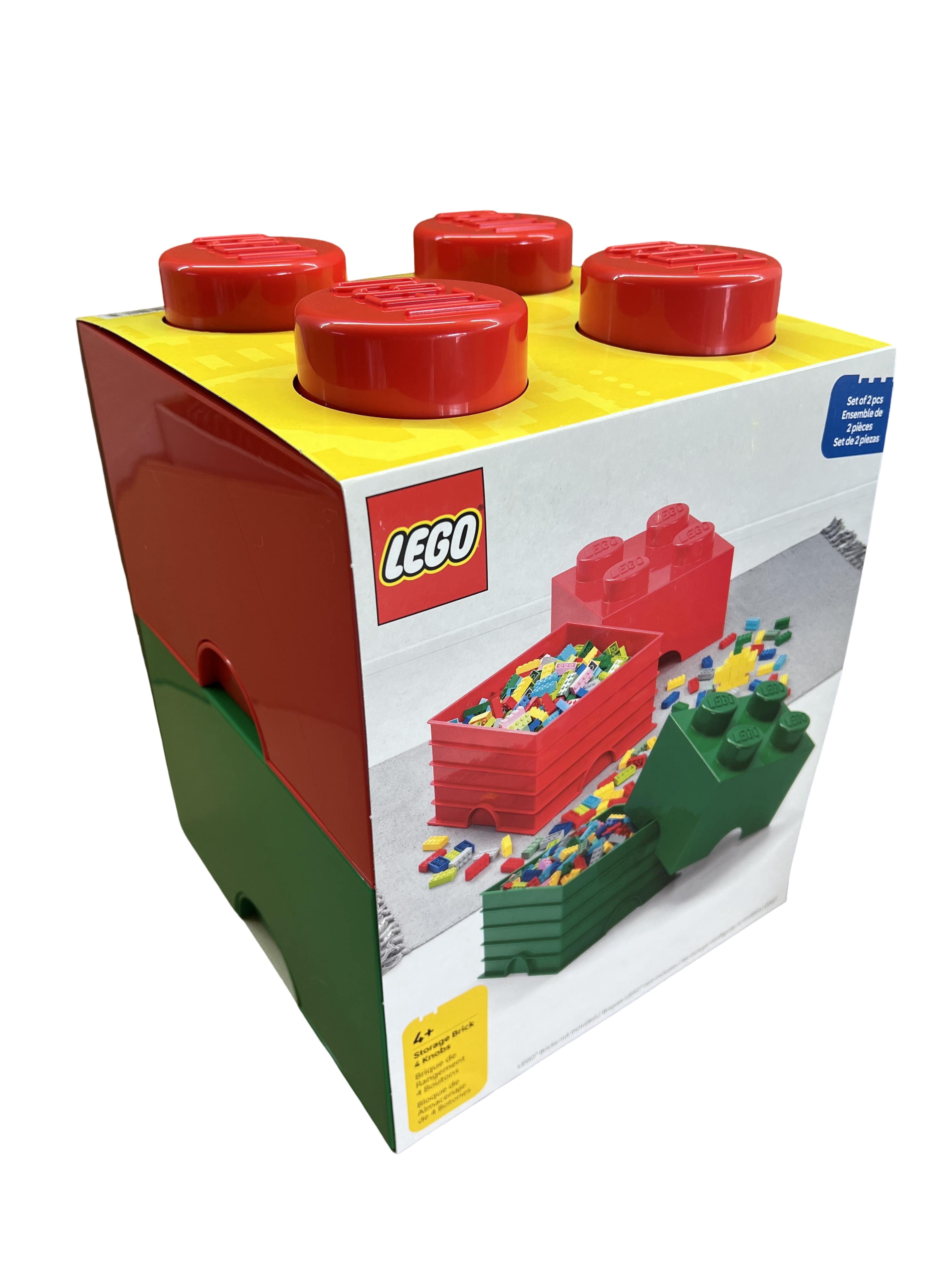 Lego Stackable Storage Bricks With 4 Knobs - 2 Piece Set