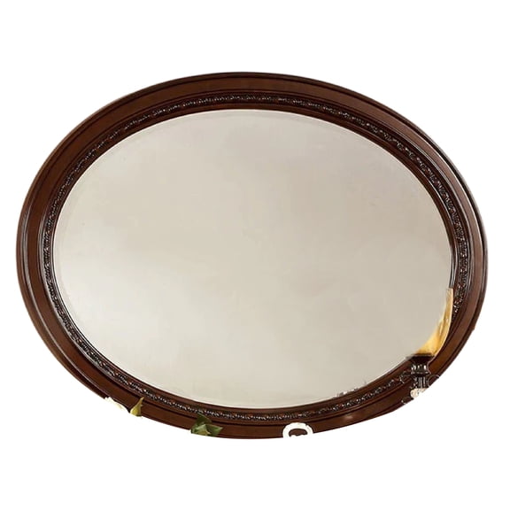 Lego Wall Mounting Mirror, 49 Inch Cherry Brown Solid Wood Oval Frame