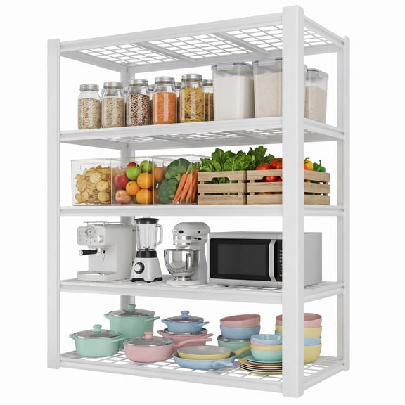 Legooin 48x24x72 inch Heavy Duty Metal Shelving Unit Garage Wire Shelves with 2500 lbs Capacity Adjustable Steel Utility Rack for Industrial Residential Use, White