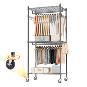 Legooin 3-Tier Heavy Duty Adjustable Height Garment Rack Clothes Storage, Black
